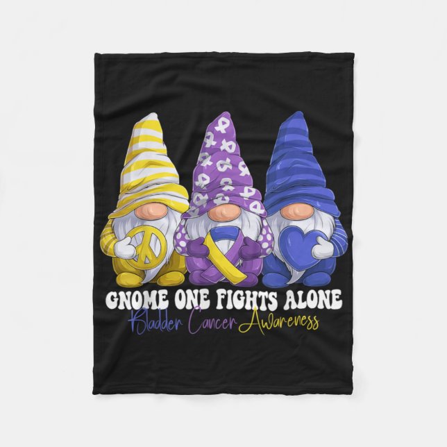 Funny Gnomies Bladder Cancer Awareness Month Purpl Fleece Blanket (Front)