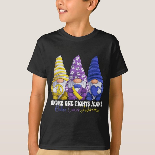 Funny Gnomies Bladder Cancer Awareness Month Purpl T-Shirt (Front)