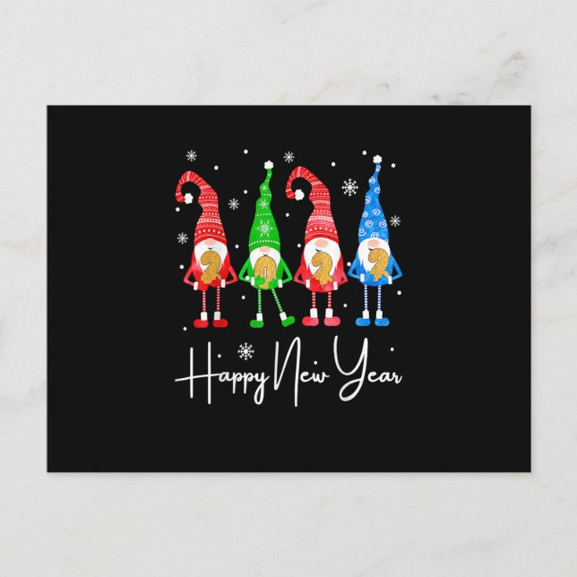 Funny Gnomies Christmas Happy New Year Holiday Bri Postcard (Front)