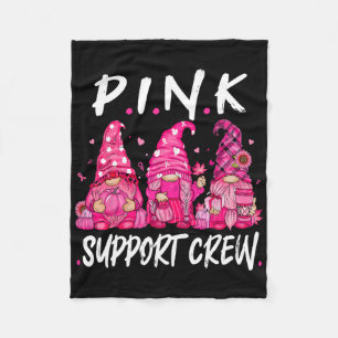Funny Gnomies Support Squad Breast Cancer Awarenes Fleece Blanket