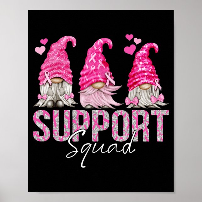 Funny Gnomies Support Squad Breast Cancer Awarenes Poster (Front)