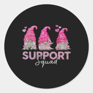 Funny Gnomies Support Squad Breast Cancer Classic Round Sticker