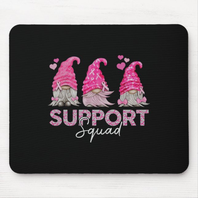 Funny Gnomies Support Squad Breast Cancer Mouse Mat (Front)