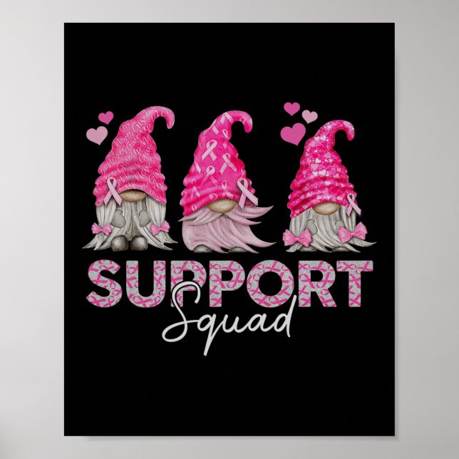 Funny Gnomies Support Squad Breast Cancer Poster (Front)