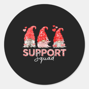 Funny Gnomies Support Squad Ribbon Heart Disease A Classic Round Sticker