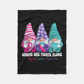 Funny Gnomies Thyroid Cancer Awareness Month Ribbo Fleece Blanket