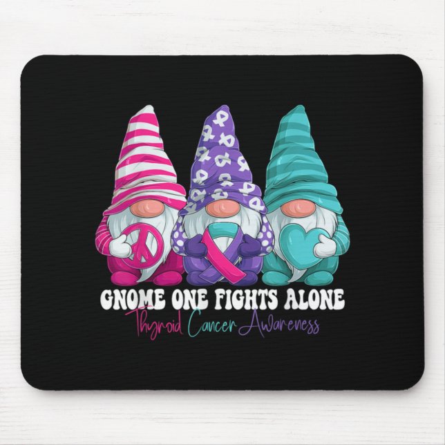 Funny Gnomies Thyroid Cancer Awareness Month Ribbo Mouse Mat (Front)