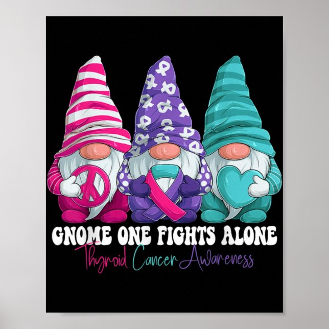 Funny Gnomies Thyroid Cancer Awareness Month Ribbo Poster (Front)