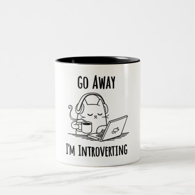 Funny Go Away I'm Introverting Two-Tone Coffee Mug (Center)