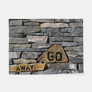 FUNNY "Go Away" on Stone Wall Doormat