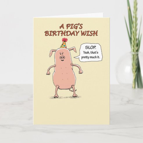 Funny Pig Birthday Cards | Zazzle UK