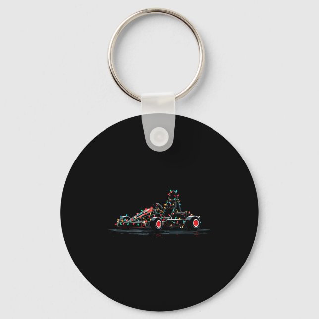 Funny Go Kart Christmas Graphics Lights Lover Kart Key Ring (Front)