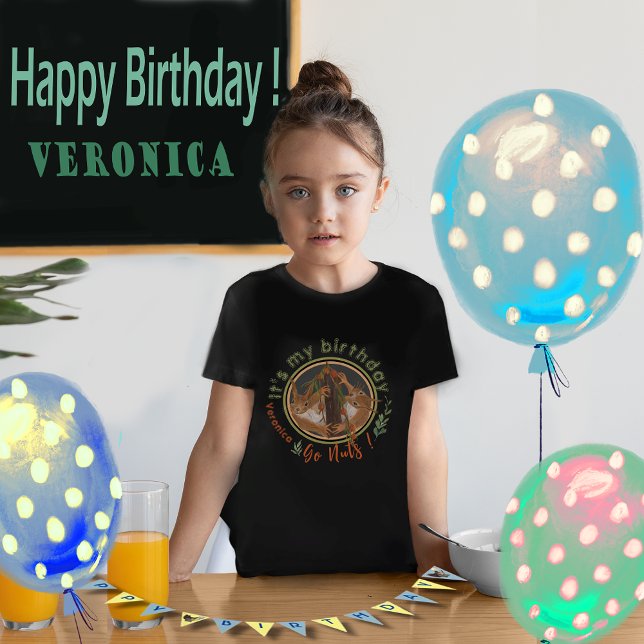 Funny Go Nuts Squirrel Birthday  T-Shirt (Funny Go Nuts Squirrel Birthday T-Shirt BLACK)