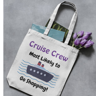 Funny 'Go Shopping' Cruise Blue/ White Personalize Tote Bag