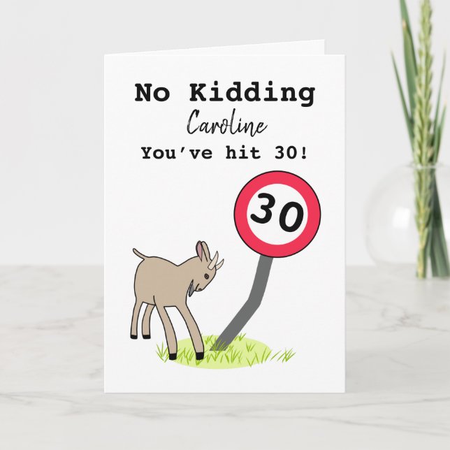 Funny goat 30th birthday card (Front)