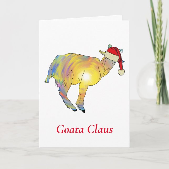Funny Goat a Claus Christmas humour Card (Front)