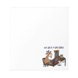 Funny Goat at Desk Goat Rodeo Job Humour Notepad