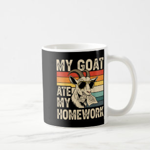 Funny Goat Ate Homework Vintage Farm Animal Retro Coffee Mug