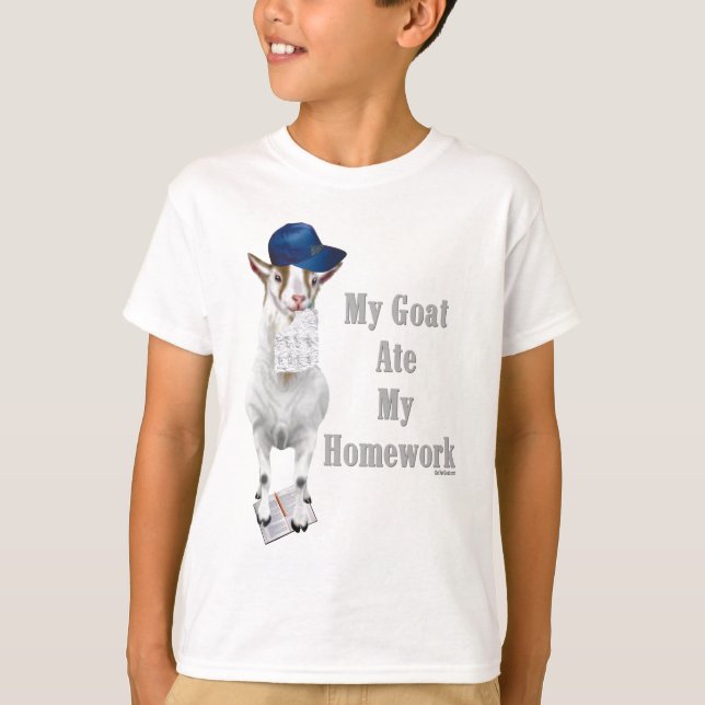 Funny Goat Ate My Homework T-Shirt (Front)