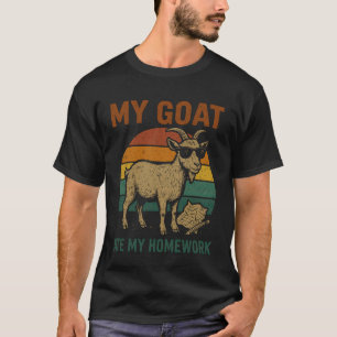 Funny Goat Ate My Homework Vintage Farm Animal Ret T-Shirt