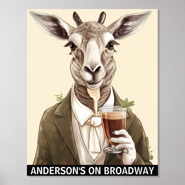 Funny Goat Beer Lover Animals Custom Cocktails Bar Foil Prints (Front)