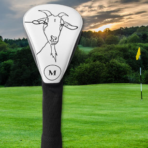 funny Goat Black and white monogram initial  Golf Head Cover