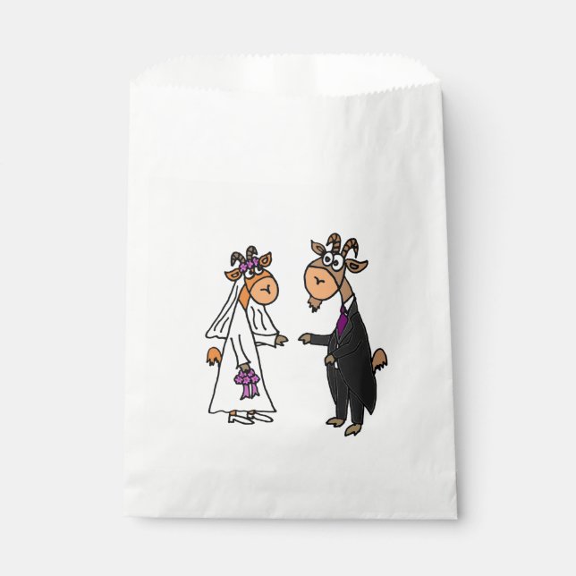 Funny Goat Bride and Groom Favour Bag (Front)