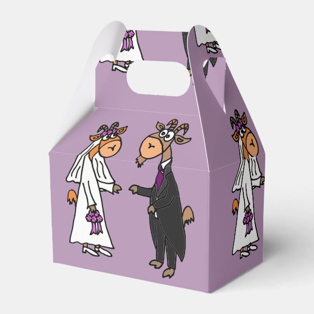 Funny Goat Bride and Groom Wedding Favour Box (Front Side)
