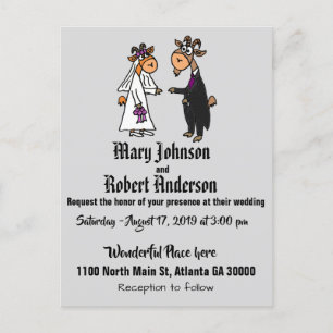 Funny Goat Bride and Groom Wedding Invitation