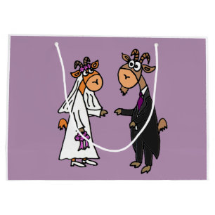 Funny Goat Bride and Groom Wedding Large Gift Bag