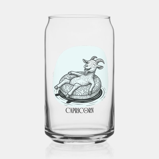 Funny Goat Capricorn Zodiac Birthday Christmas Can Glass (Front)