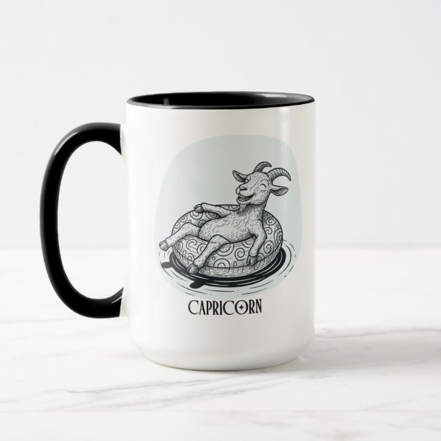 Funny Goat Capricorn Zodiac Birthday Christmas Mug (Left)