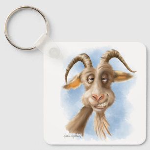 Funny Goat Cartoon Key Ring