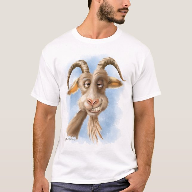 Funny Goat Cartoon T-Shirt (Front)