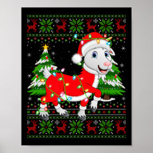 Funny Goat Christmas Lights Santa Costume Ugly Xma Poster