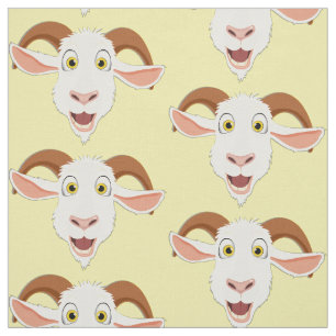 Funny Goat Cute Cartoon Farm Animal Pattern Fabric