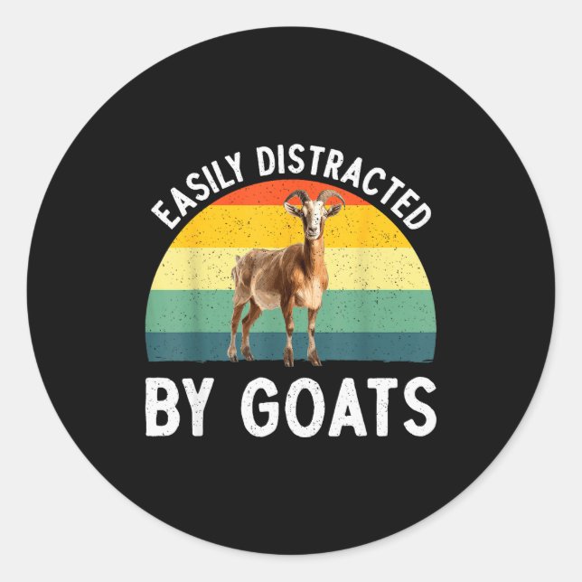 Funny Goat Design Men Women Kid Farm Animal Pygmy  Classic Round Sticker (Front)
