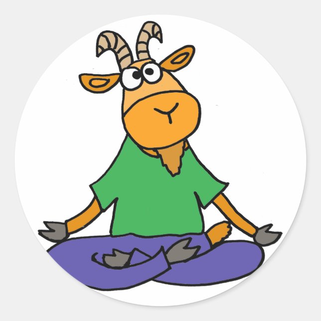Funny Goat Doing Lotus Position Yoga Classic Round Sticker (Front)