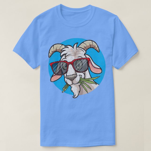 Funny Goat Face with Sunglasses  T-Shirt (Design Front)