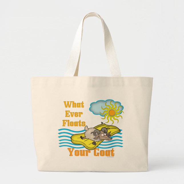 Funny Goat Floats Your Goat Large Tote Bag (Front)