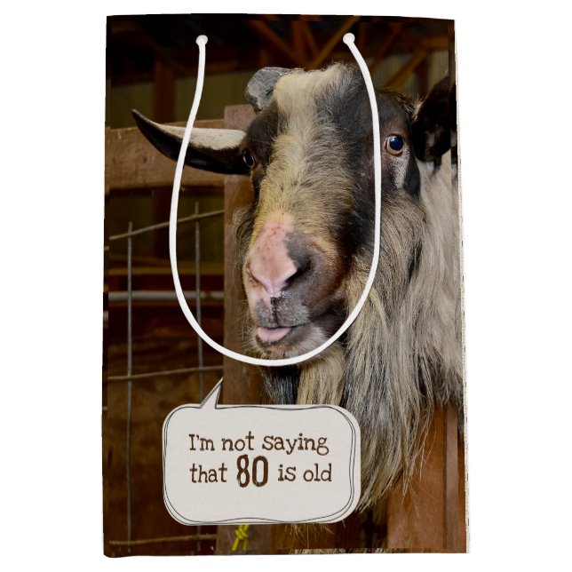Funny Goat for 80th Birthday  Medium Gift Bag (Front)