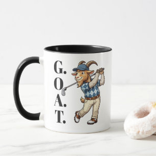 Funny Goat Golfer Swinging Club Mug