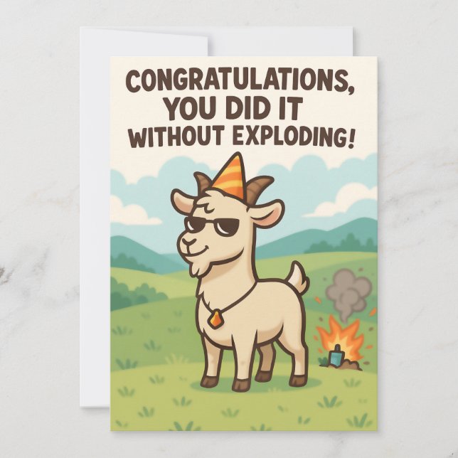 Funny Goat Greeting Card - Congratulations (Front)