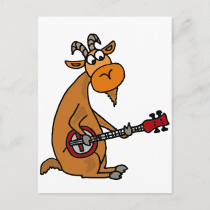 Funny Goat Playing Banjo Art Postcard