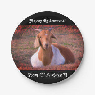 Funny Goat Retirement Paper Plate
