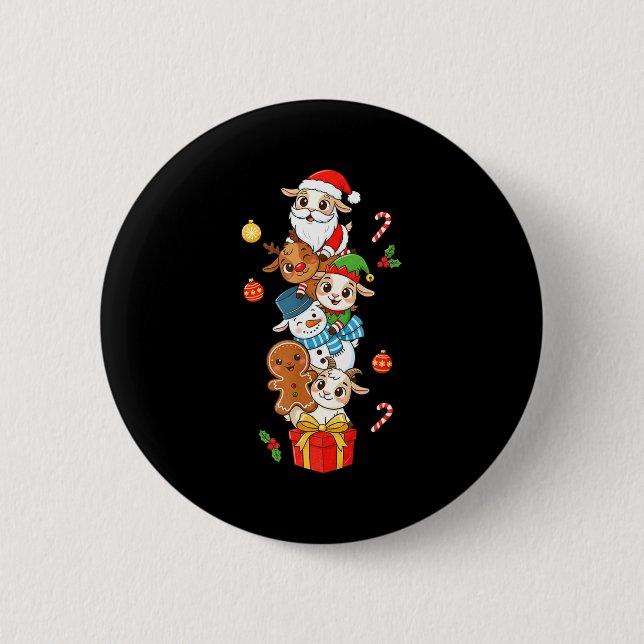 Funny Goat Santa Elf Snowman Christmas Womens Mens 6 Cm Round Badge (Front)