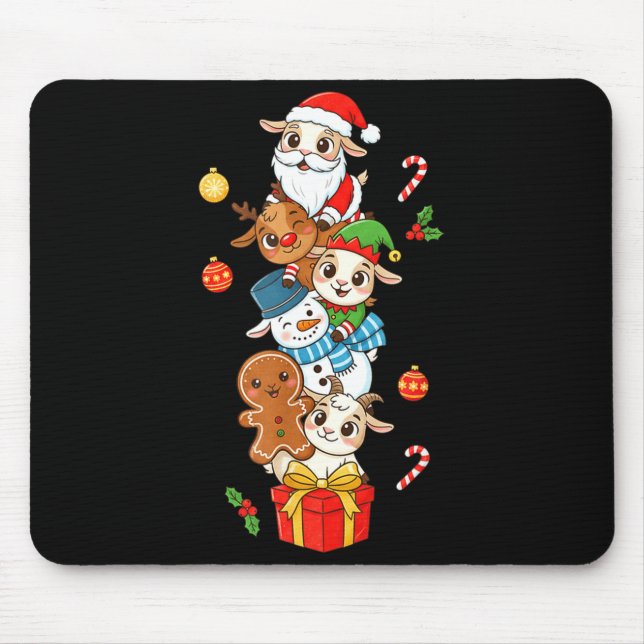 Funny Goat Santa Elf Snowman Christmas Womens Mens Mouse Mat (Front)