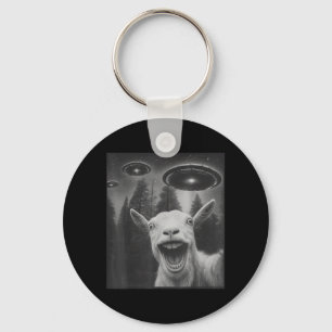 Funny Goat Selfie Alien UFO for Men Women n Boy Key Ring