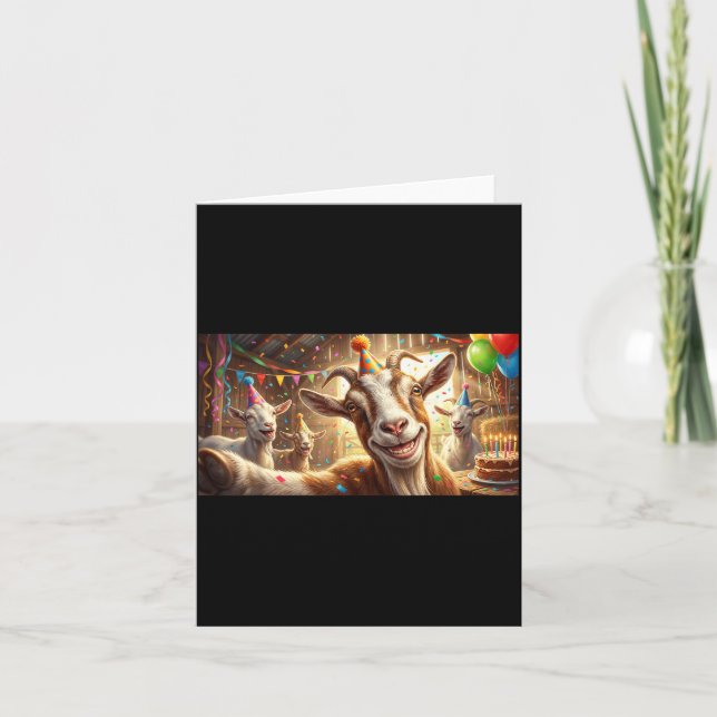 Funny Goat Selfie Birthday Party Cute Farm Animal  Card (Front)