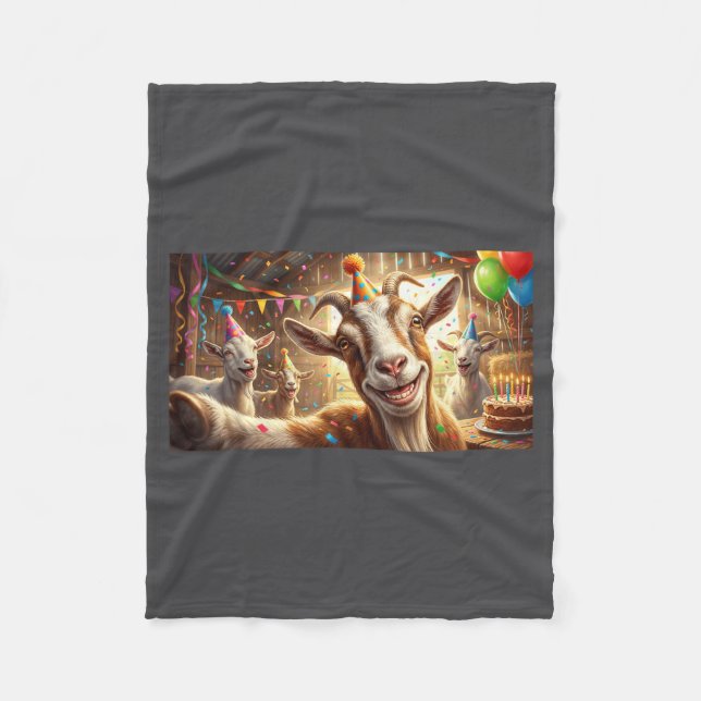 Funny Goat Selfie Birthday Party Cute Farm Animal  Fleece Blanket (Front)